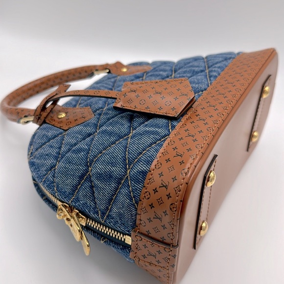 Louis Vuitton Denim Calfskin Reverse Monogram Malletage Alma BB Blue - Picture 7 of 16